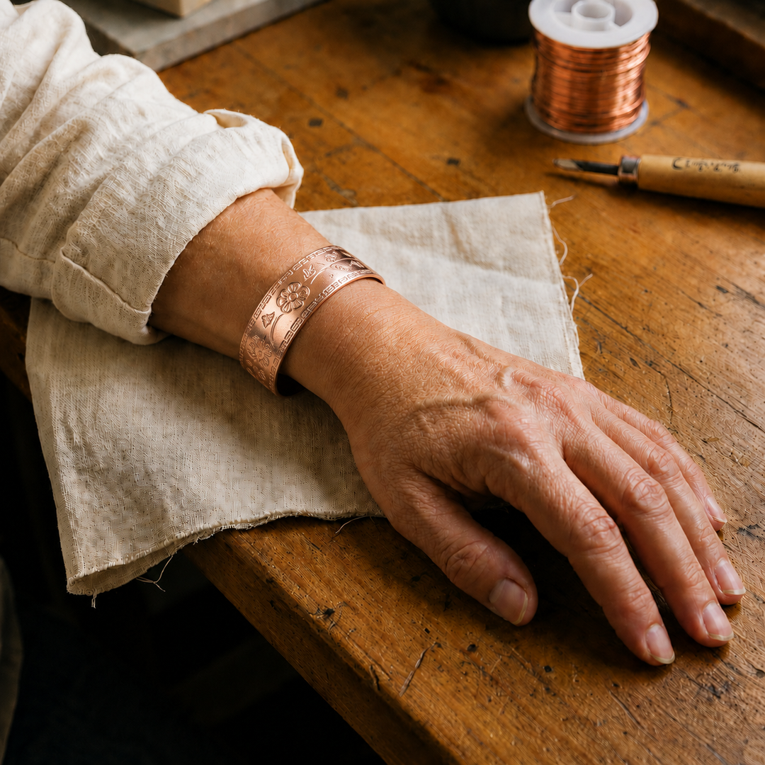 Patricia's Fret Copper Bracelet