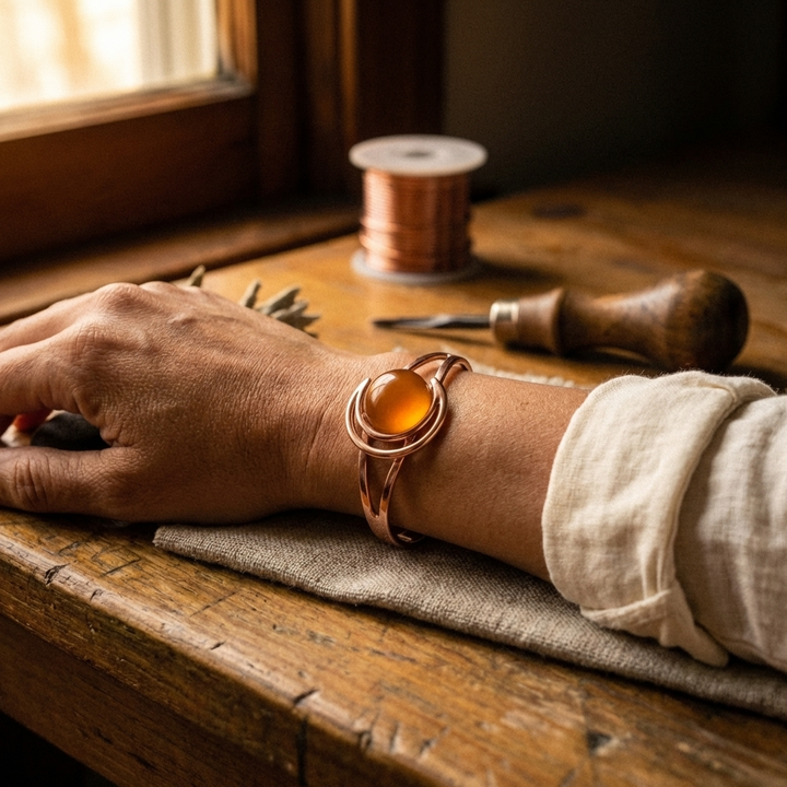 Patricia's Sphere Orange Copper Bracelet
