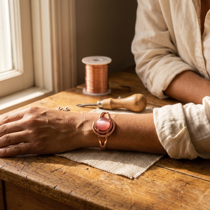 Patricia's Sphere Pink Copper Bracelet