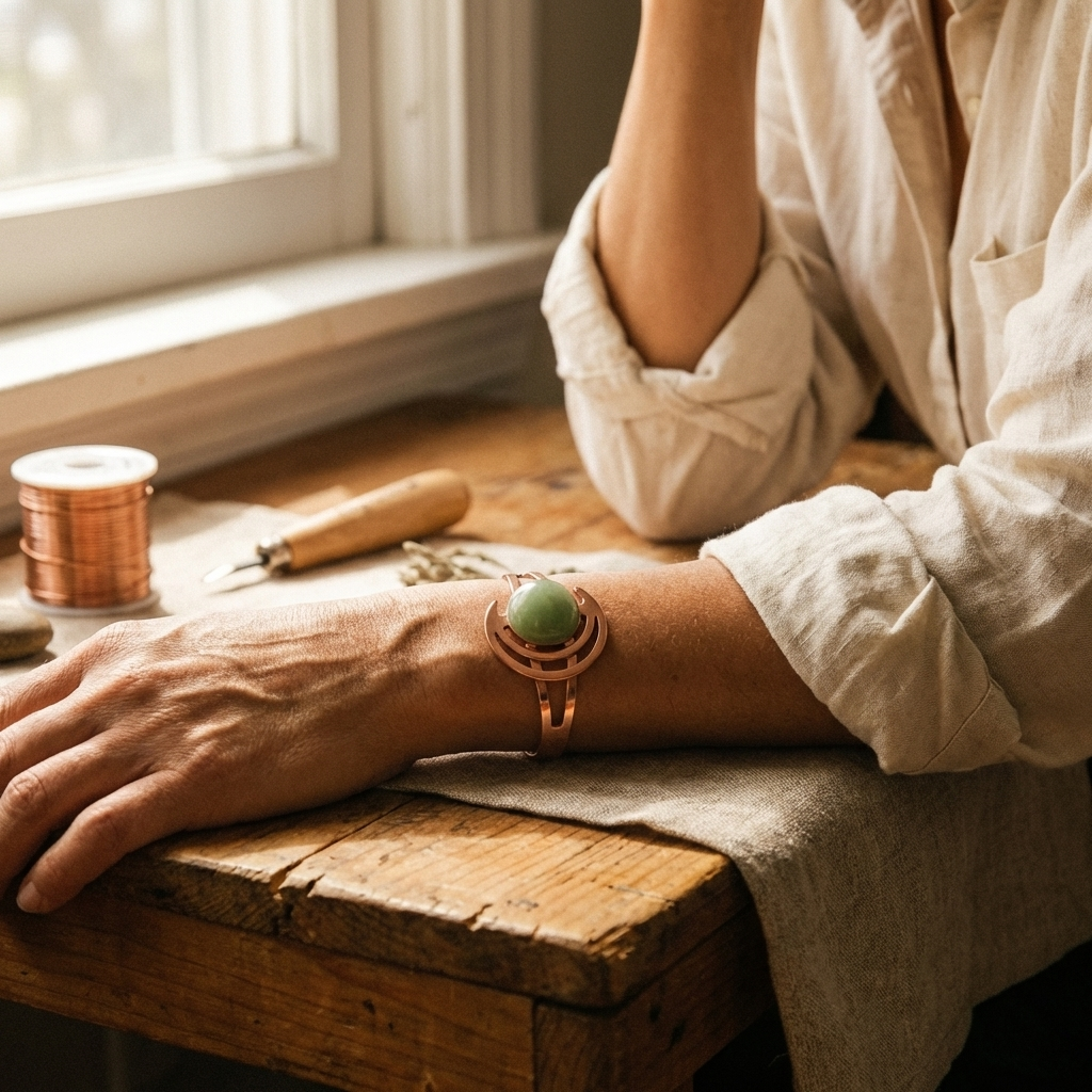 Patricia's Sphere Green Copper Bracelet